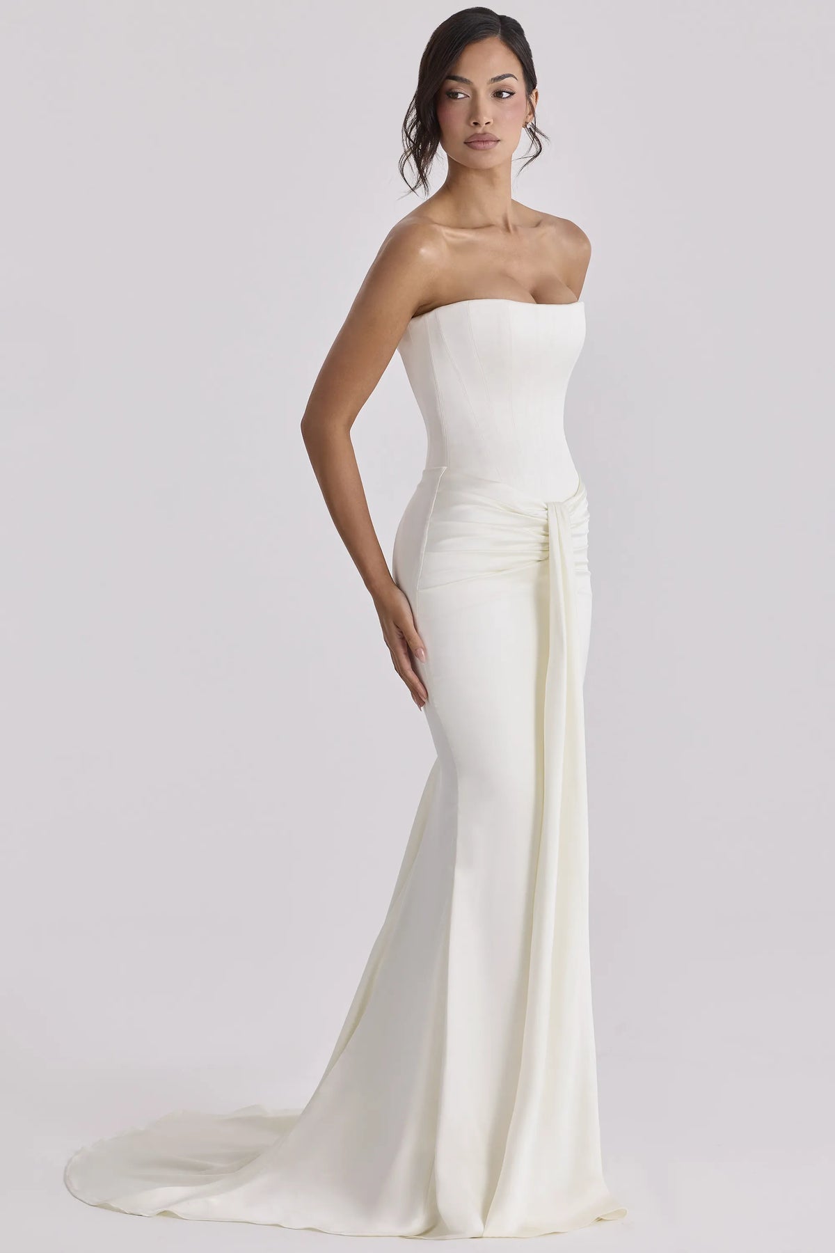 Camellia Ivory Strapless Satin Bridal Gown