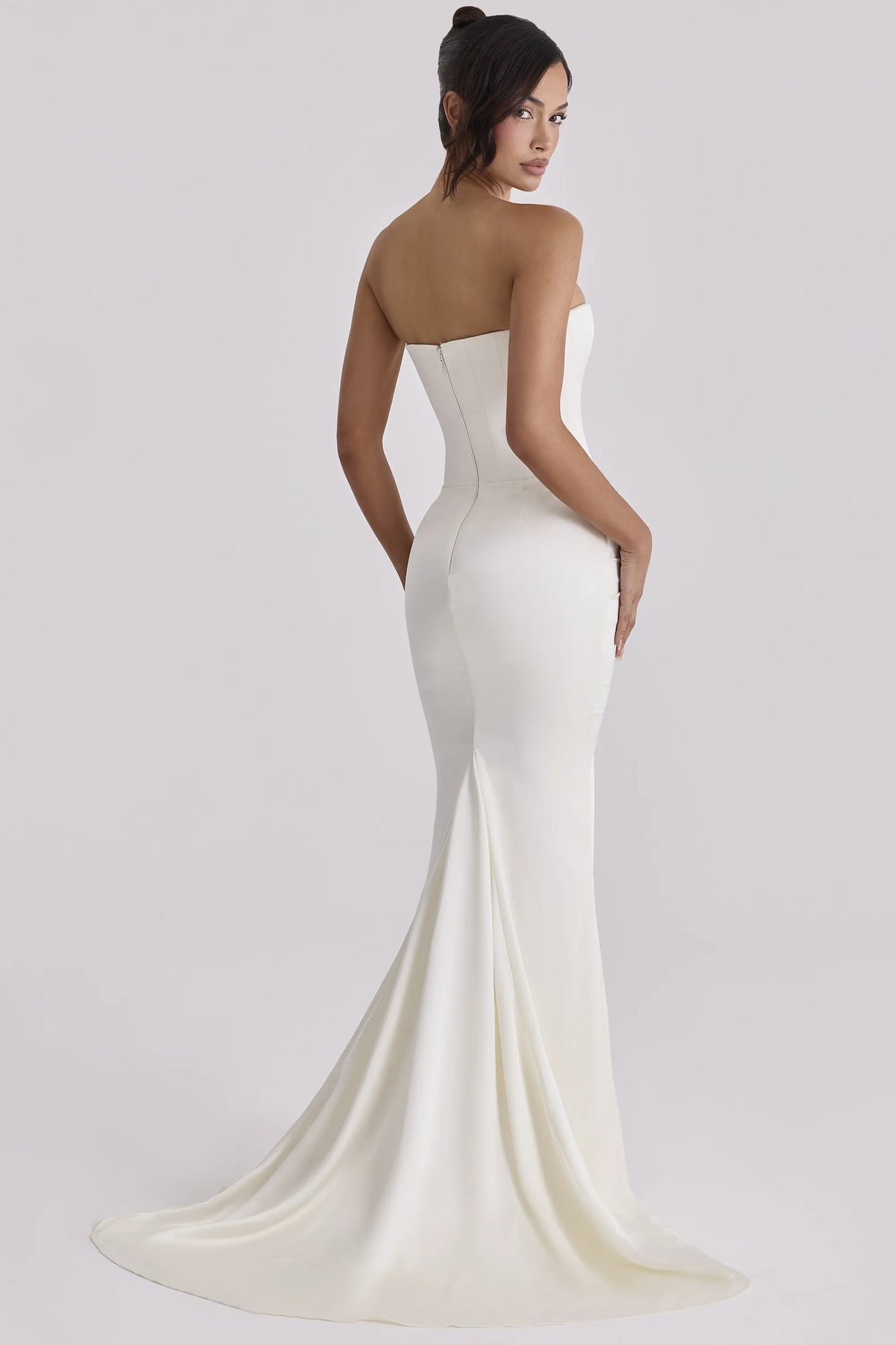 Camellia Ivory Strapless Satin Bridal Gown