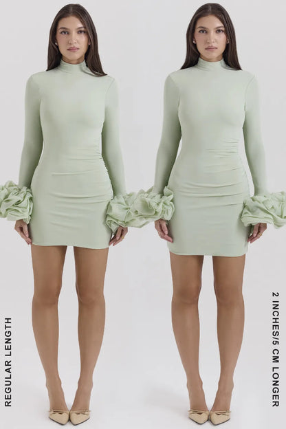 Camilla Pistachio Ruffle Cuff Mini Dress