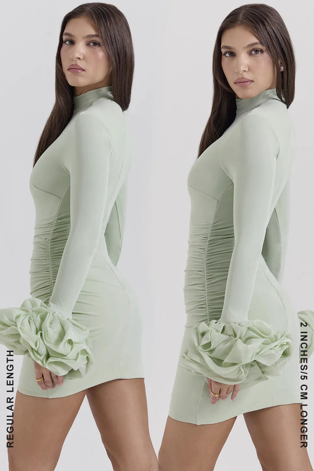 Camilla Pistachio Ruffle Cuff Mini Dress