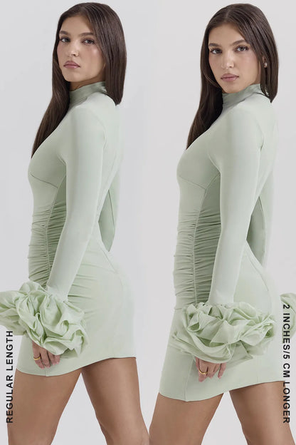 Camilla Pistachio Ruffle Cuff Mini Dress