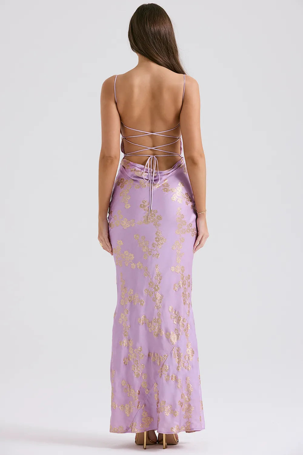 Capriana  Orchid Jacquard Satin Gown