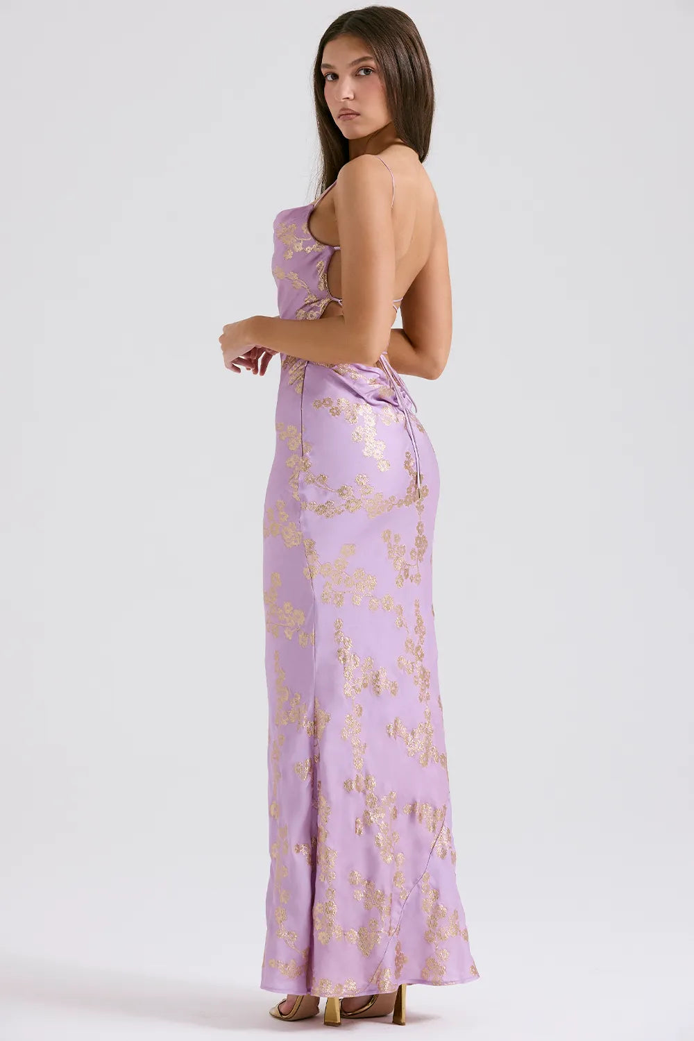 Capriana  Orchid Jacquard Satin Gown