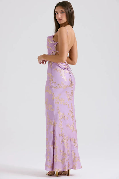 Capriana  Orchid Jacquard Satin Gown