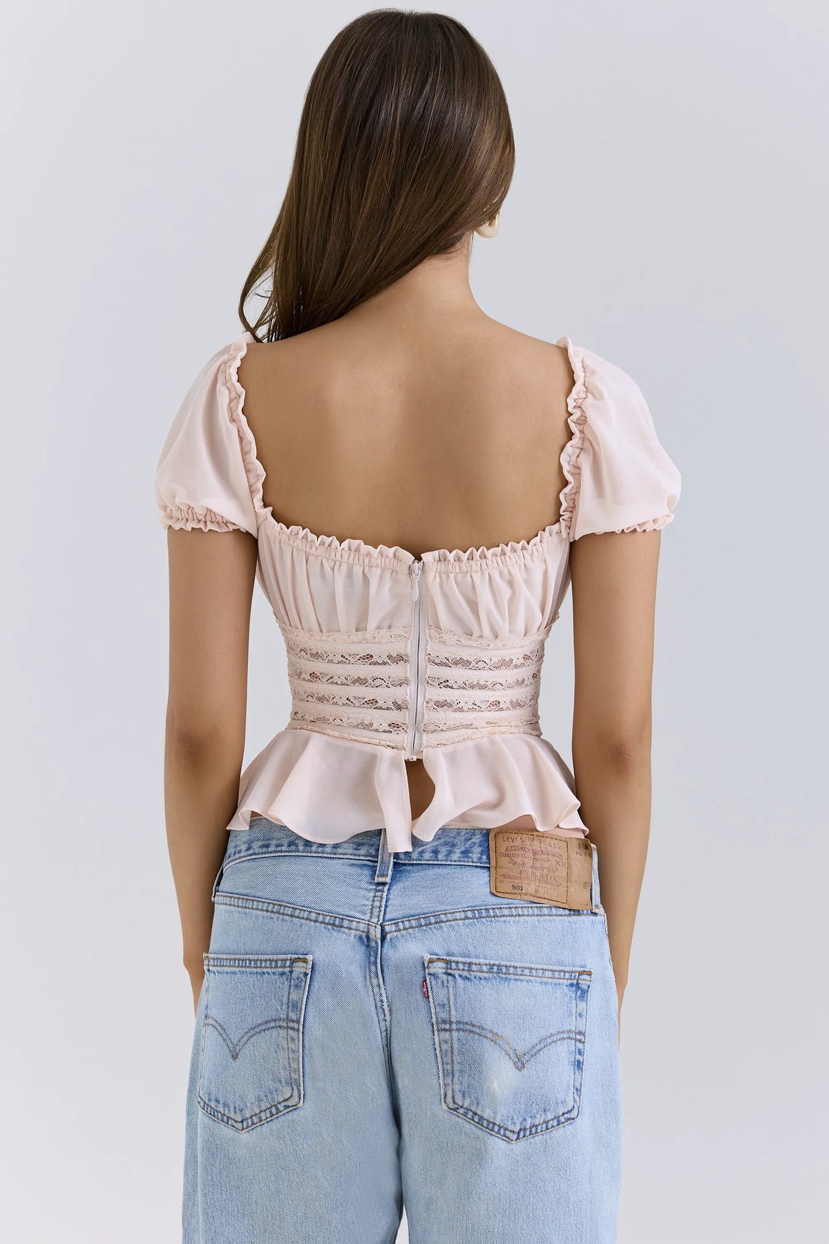 Cara Pink Lace Peplum Top