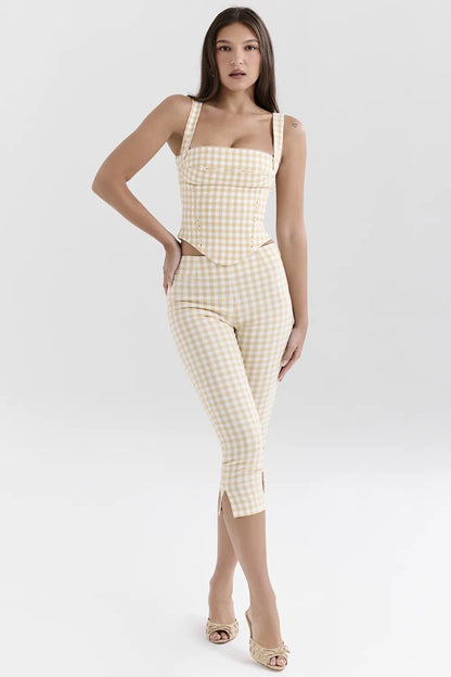 Carella Gingerbread Gingham Capri Trousers