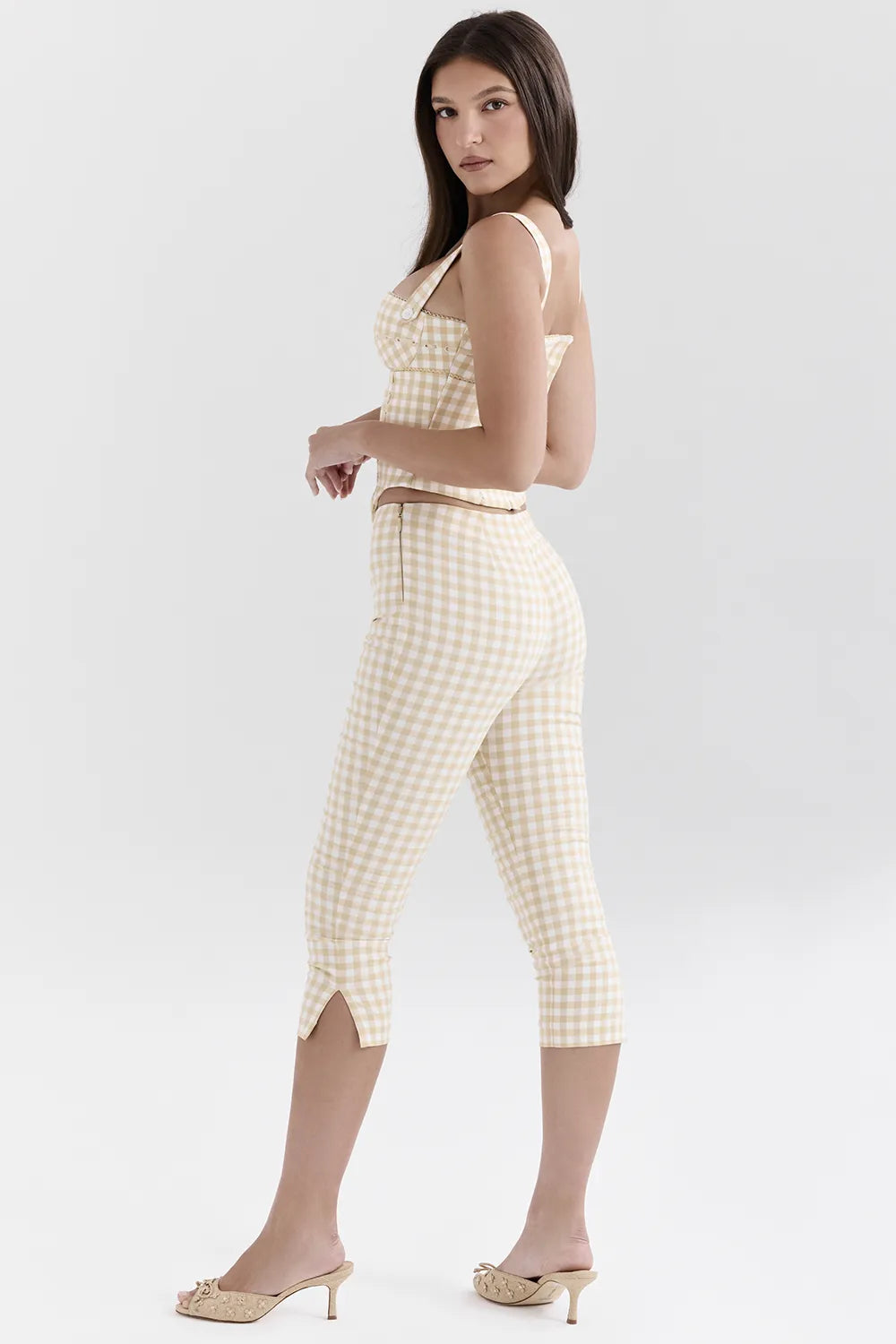 Carella Gingerbread Gingham Capri Trousers