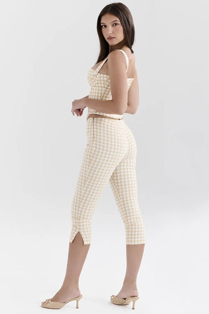 Carella Gingerbread Gingham Capri Trousers