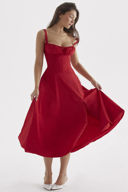 Carmen Red Rose Bustier Sundress