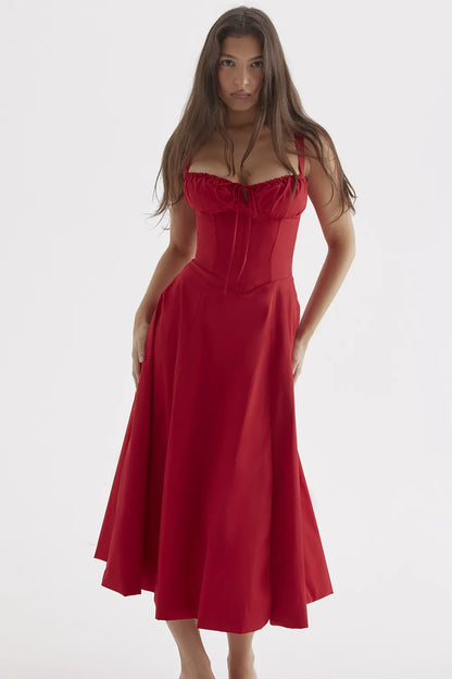 Carmen Red Rose Bustier Sundress