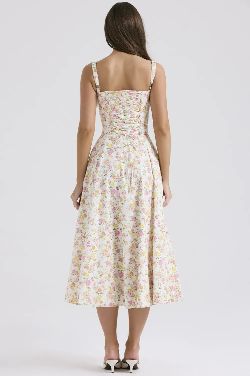 Carmen Ivory Meadow Print Cotton Bustier Sundress