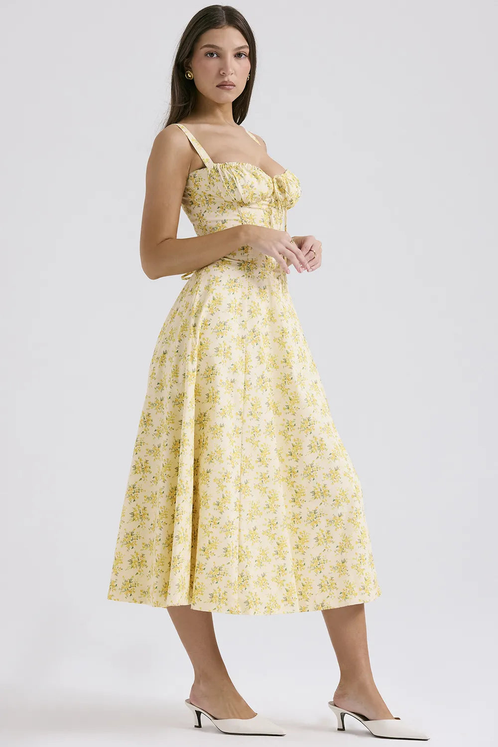 Carmen Buttercup Vintage Floral Print Cotton Bustier Sundress