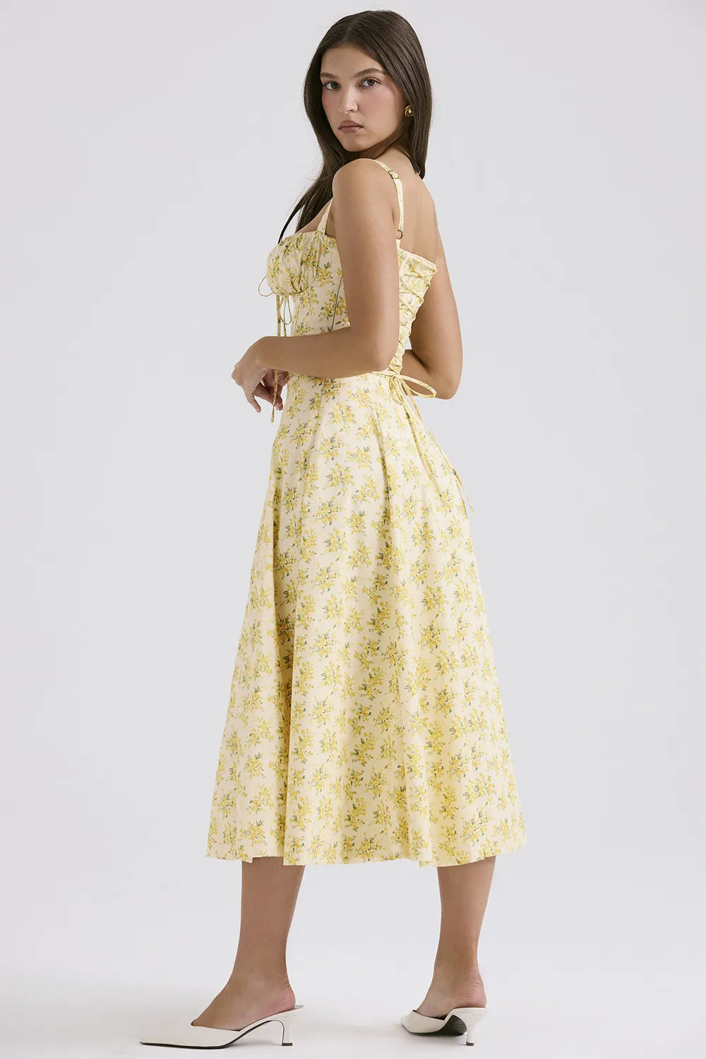 Carmen Buttercup Vintage Floral Print Cotton Bustier Sundress