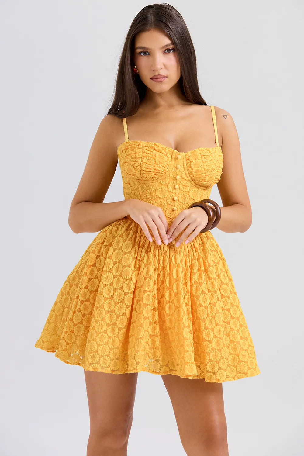 Carolina Apricot Lace Corset Mini Dress