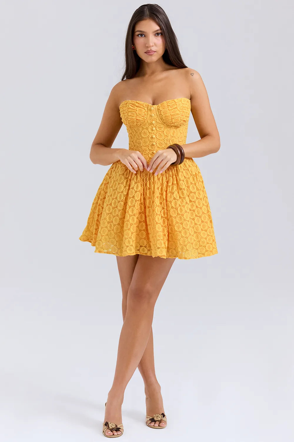 Carolina Apricot Lace Corset Mini Dress