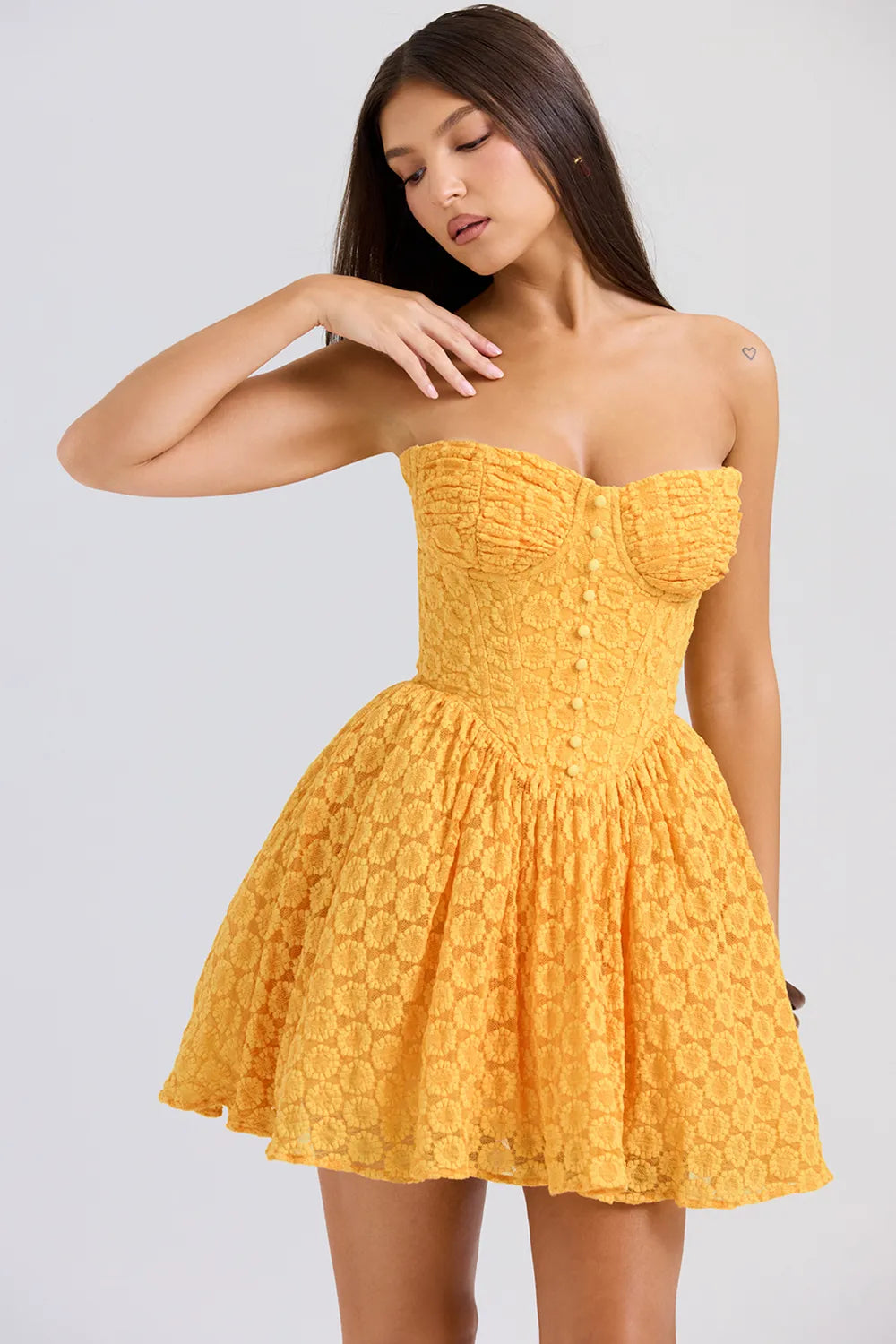 Carolina Apricot Lace Corset Mini Dress
