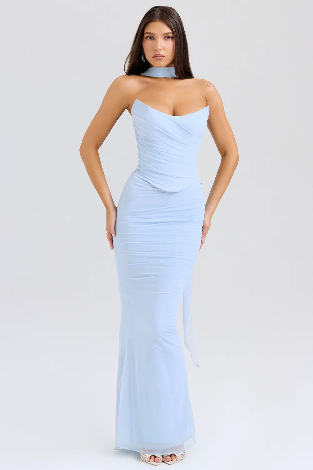 Cassidy Bluebell Fluted Hem Maxi Skirt