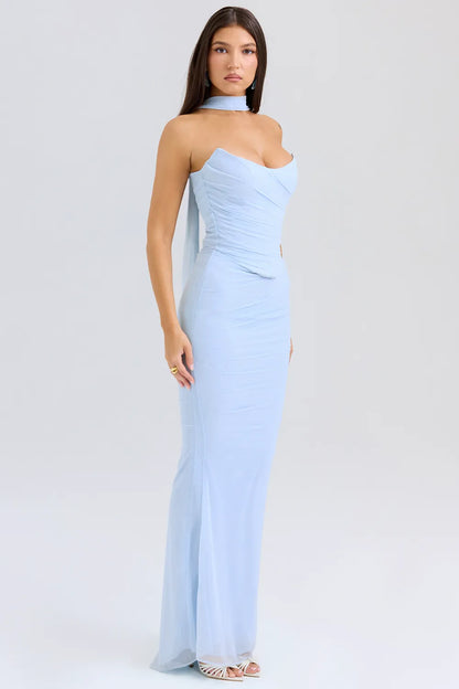Cassidy Bluebell Fluted Hem Maxi Skirt