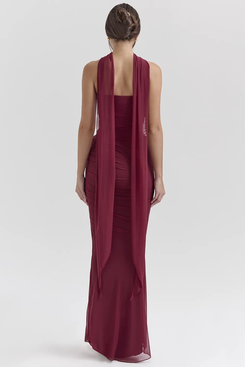 Hallie Cabernet Strapless Corset with Neck Scarf