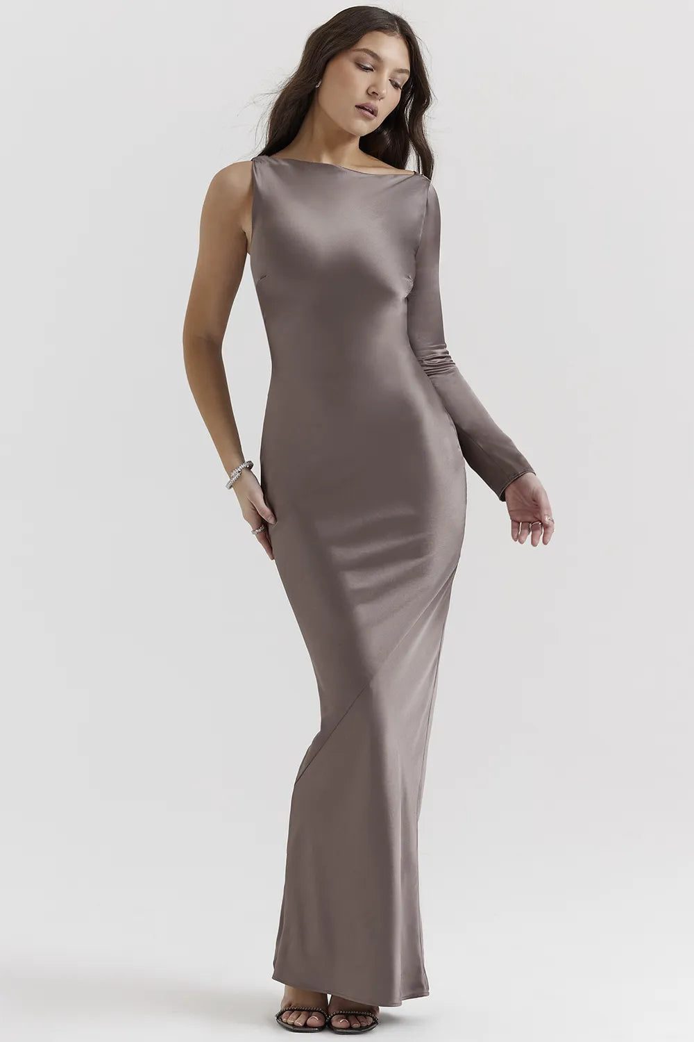 Catiana Smoke One Sleeve Maxi Dress