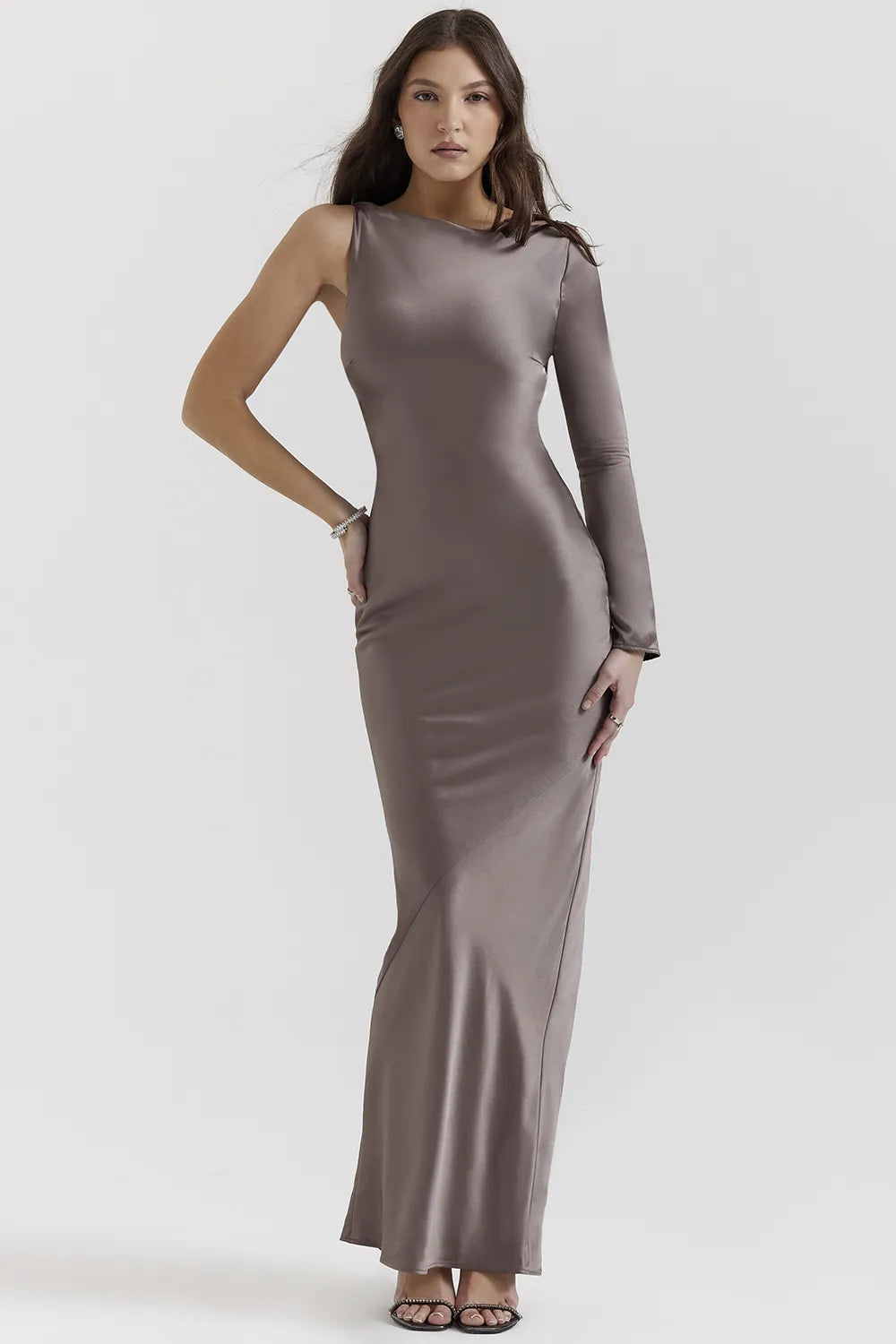 Catiana Smoke One Sleeve Maxi Dress