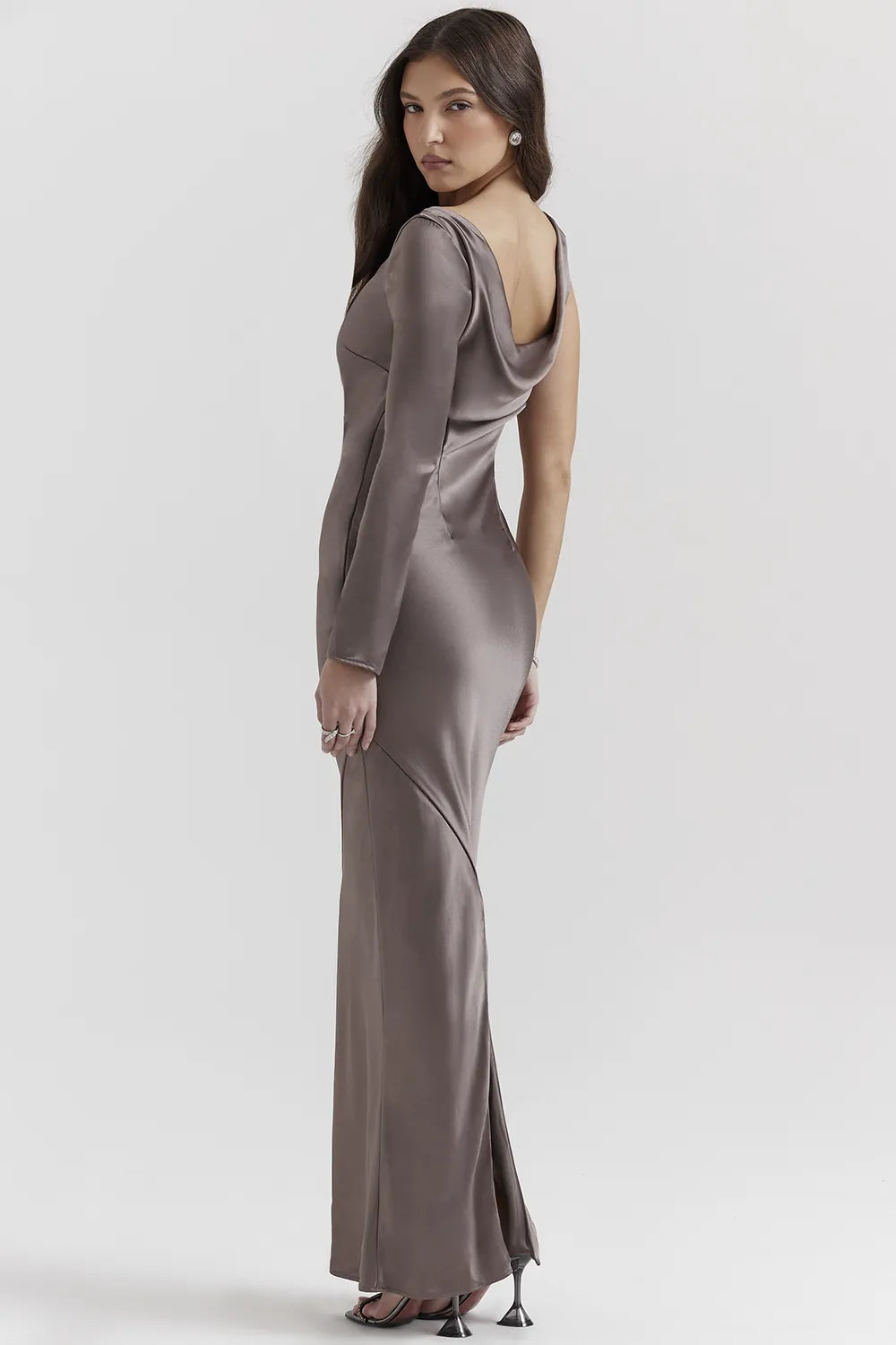Catiana Smoke One Sleeve Maxi Dress