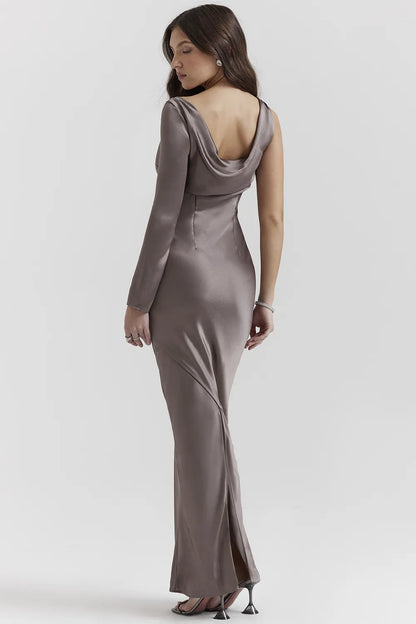 Catiana Smoke One Sleeve Maxi Dress