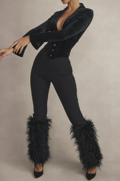 Nicolette Black Trimmed Trousers