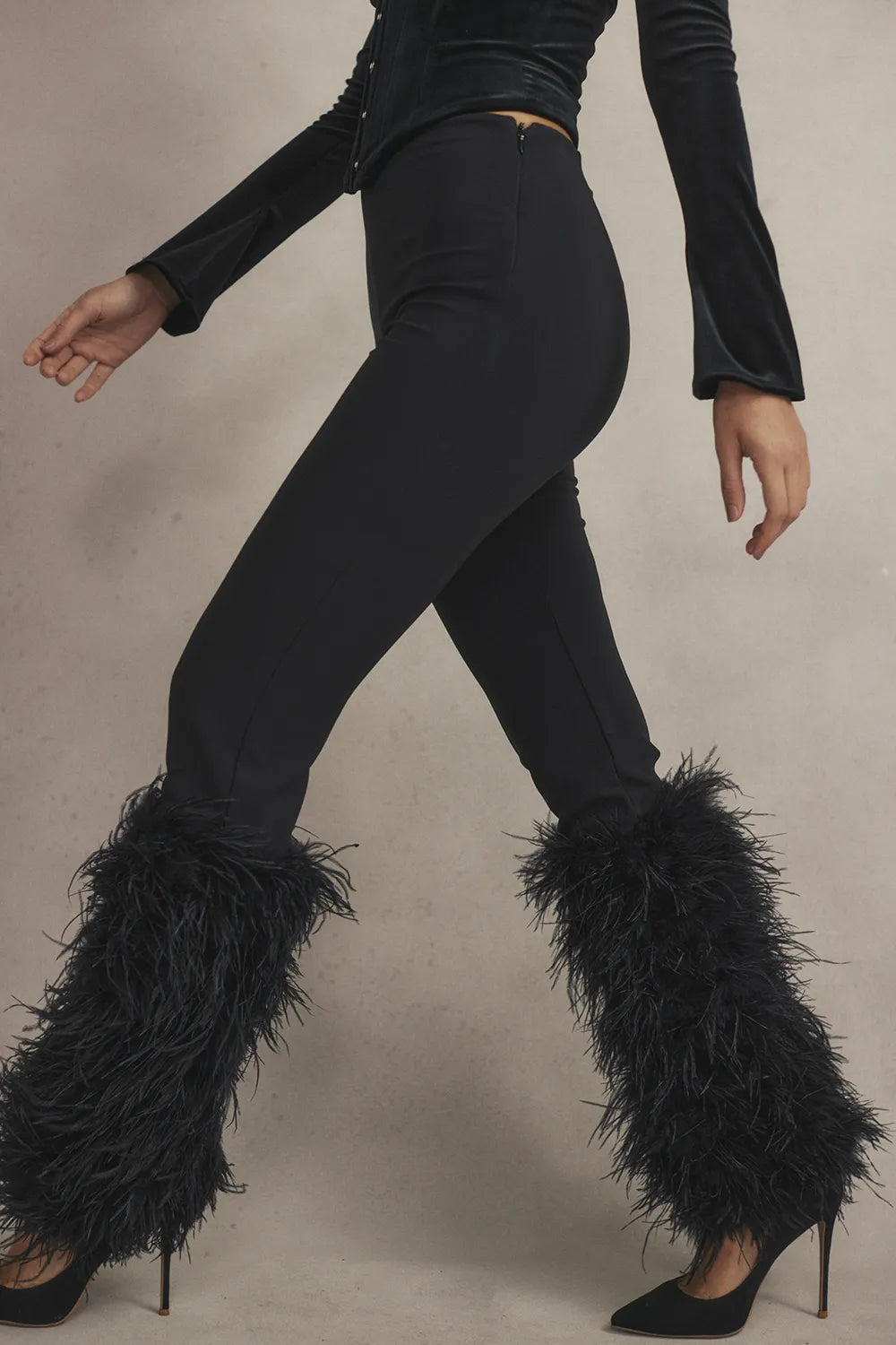 Nicolette Black Trimmed Trousers