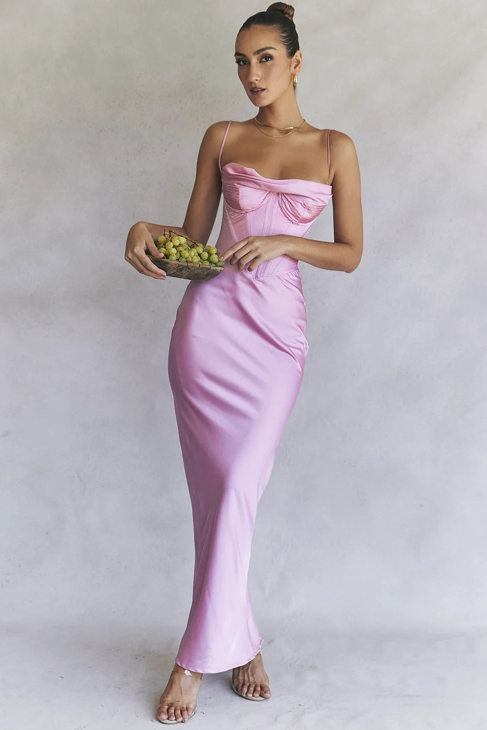 Charmaine Pink Corset Maxi Dress