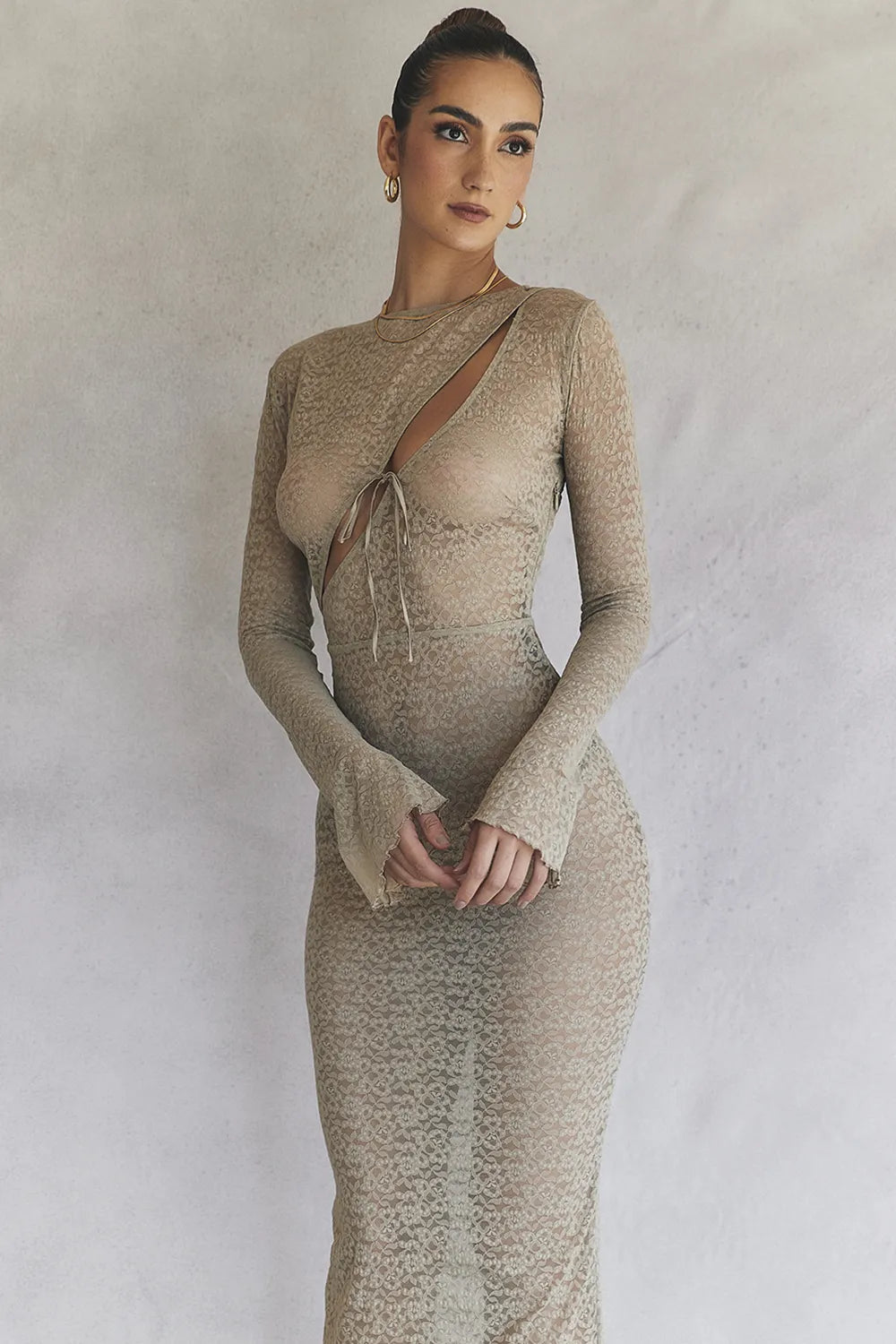 Giovanna Stone Floral Lace Maxi Dress