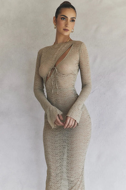 Giovanna Stone Floral Lace Maxi Dress