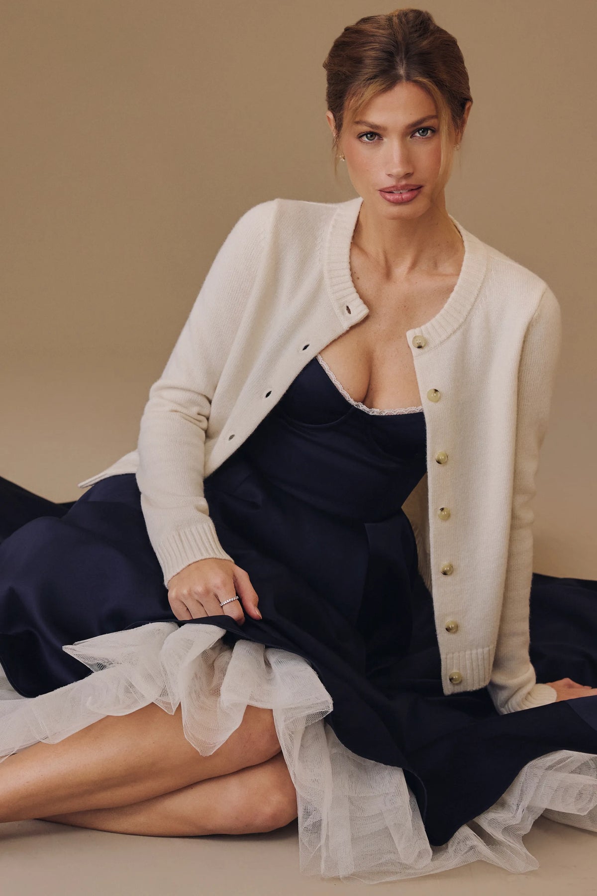 Signature Ivory Cashmere + Merino Wool Cardigan