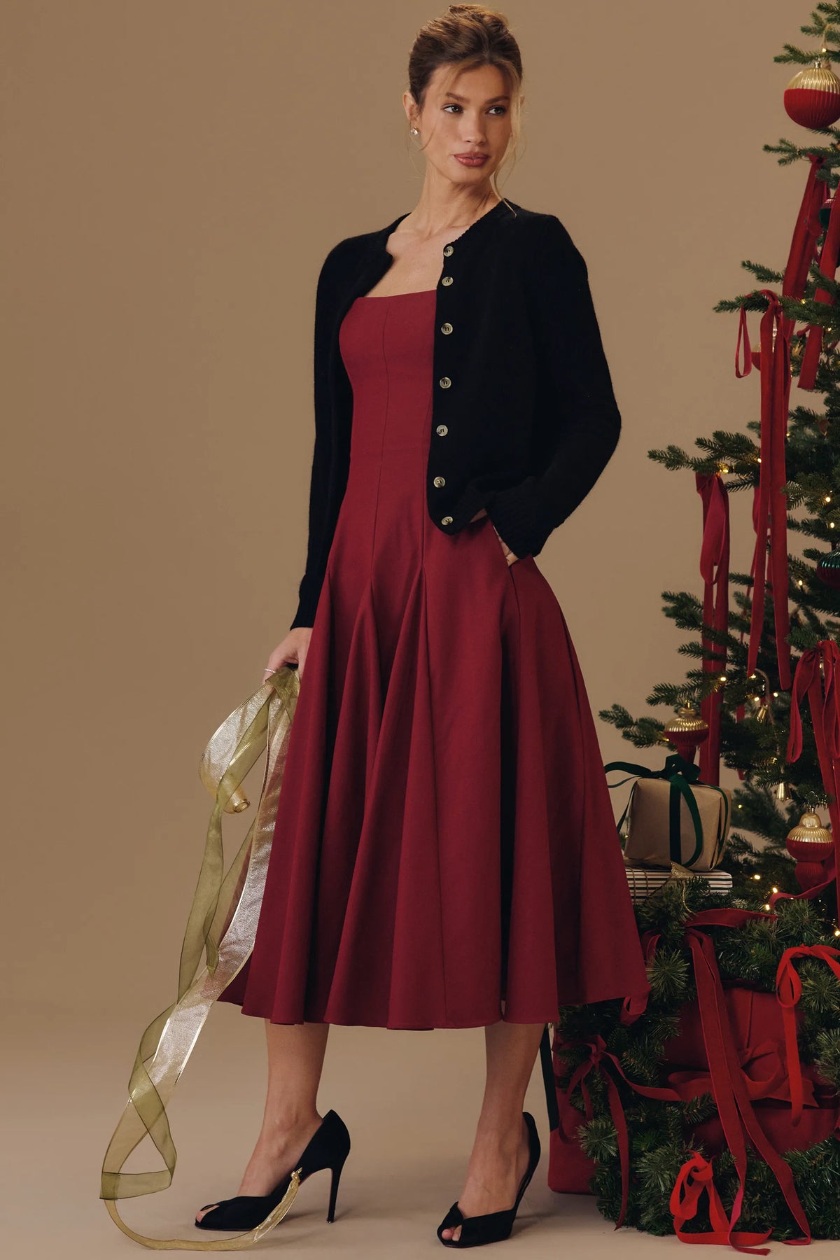 Signature Black Cashmere + Merino Wool Cardigan