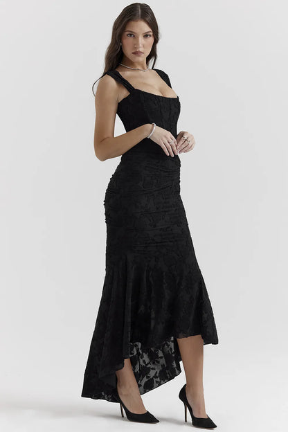 Cesca Black Floral Maxi Dress