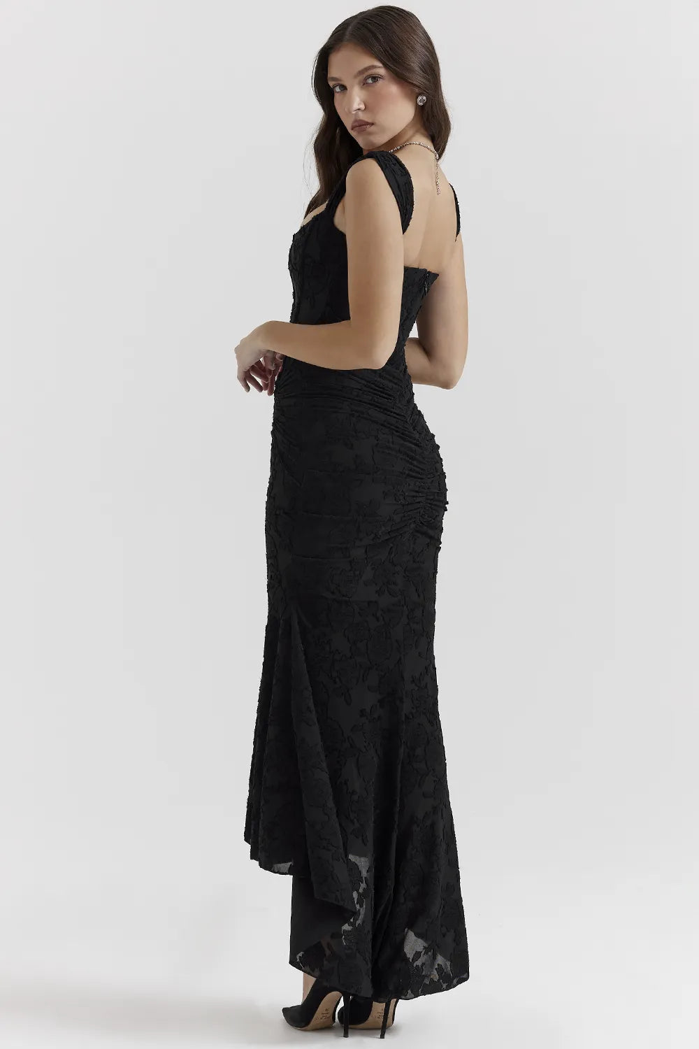 Cesca Black Floral Maxi Dress