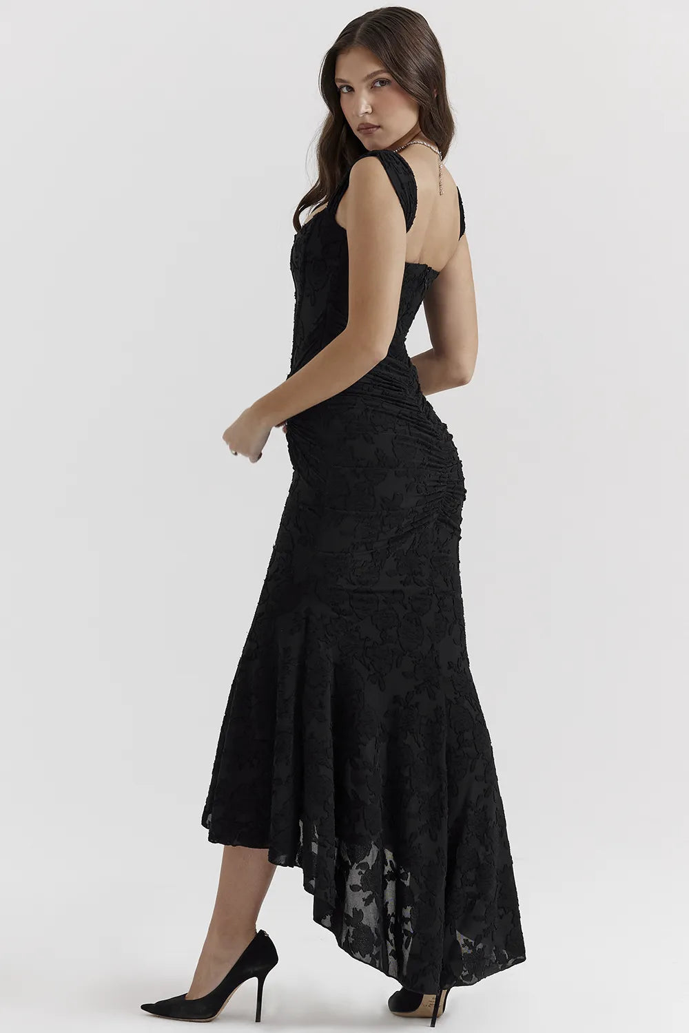 Cesca Black Floral Maxi Dress