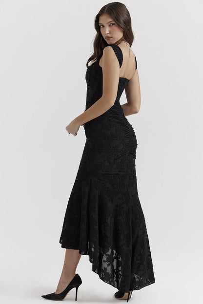 Cesca Black Floral Maxi Dress