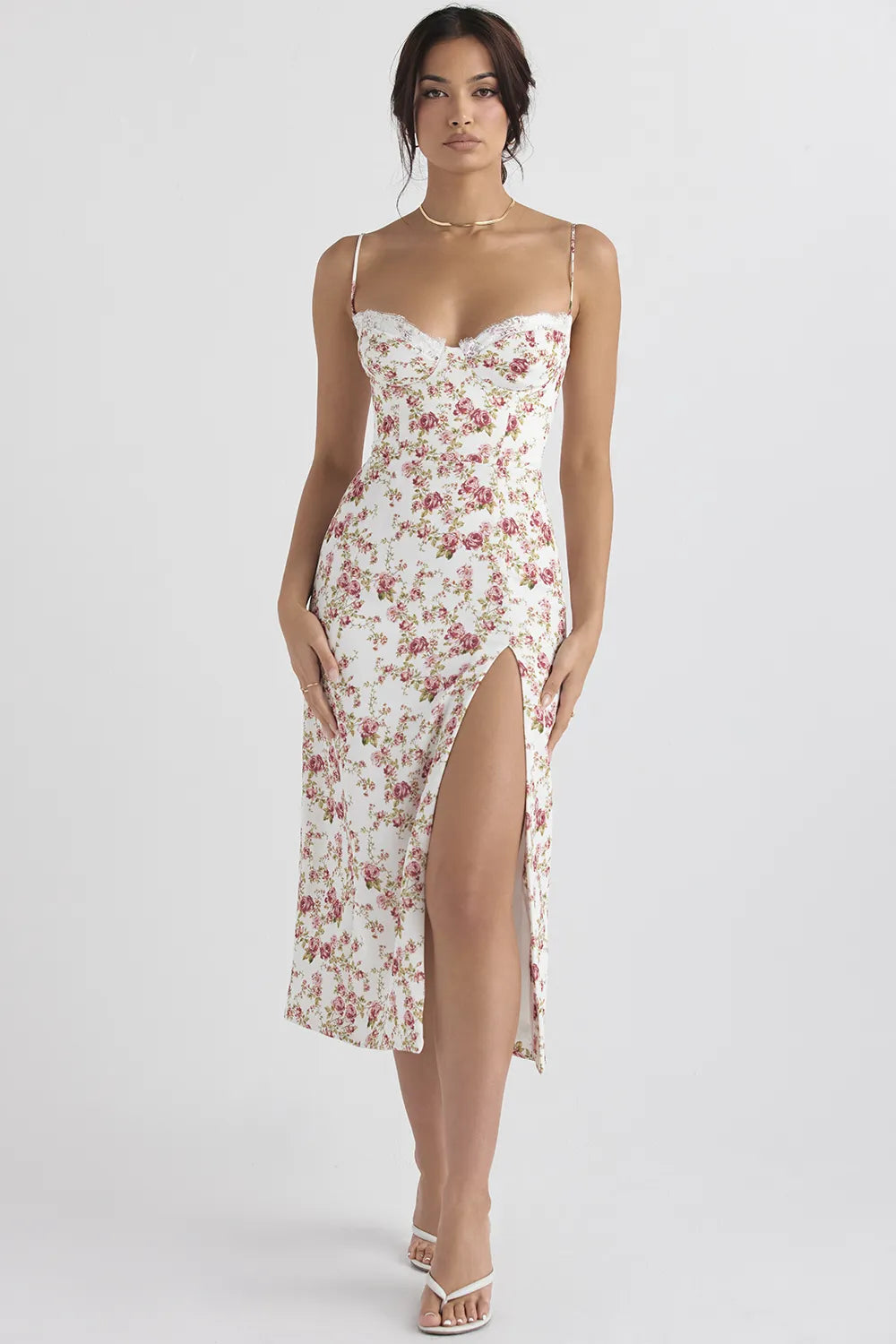 Charlotte Rose Print Corset Midi Sundress