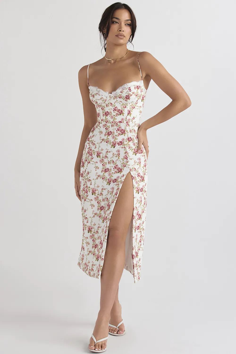 Charlotte Rose Print Corset Midi Sundress