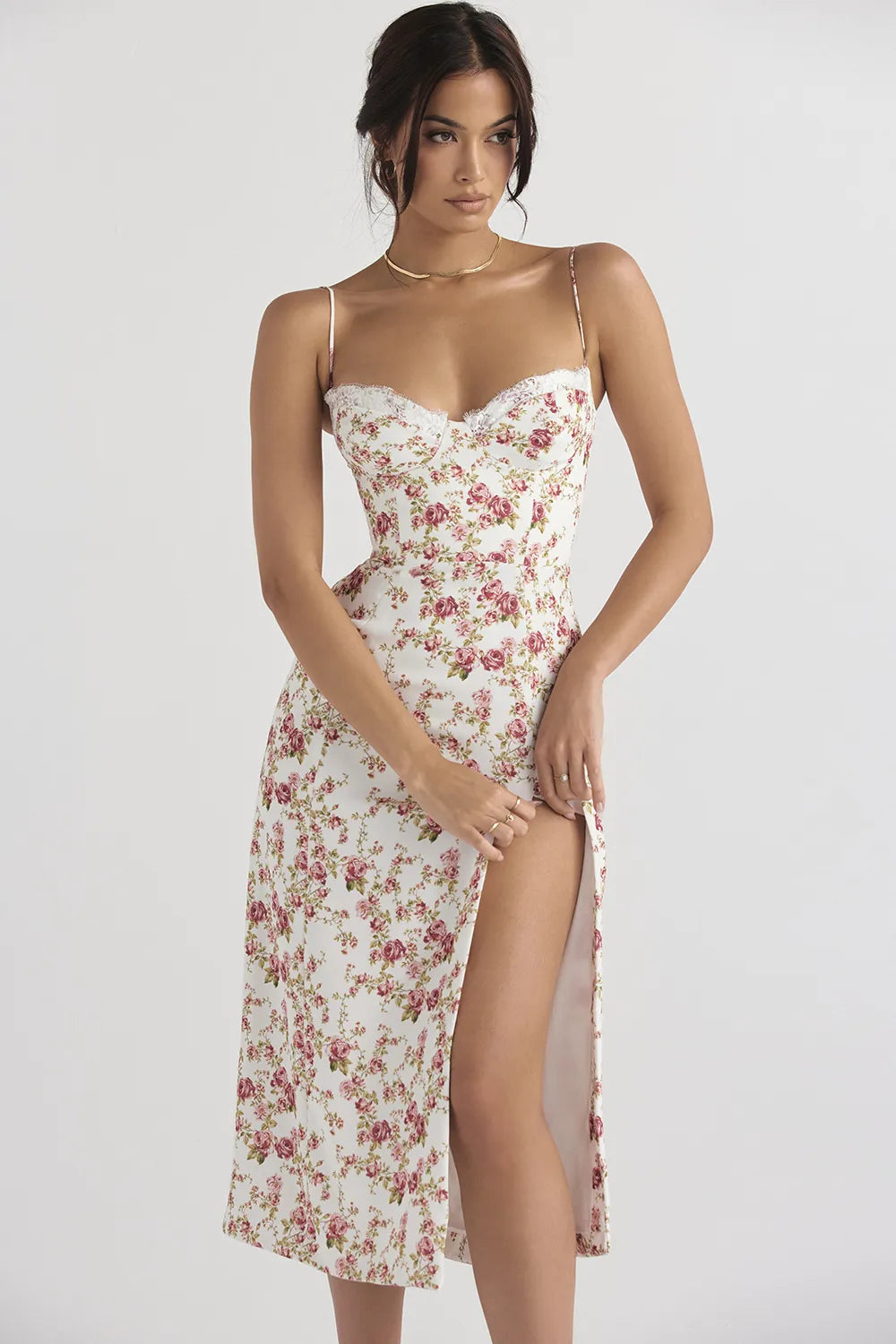 Charlotte Rose Print Corset Midi Sundress