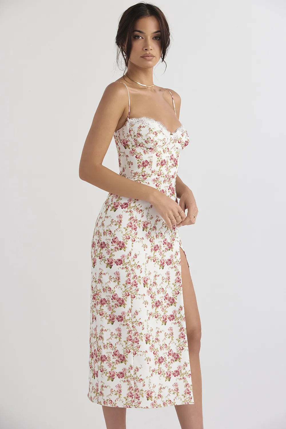 Charlotte Rose Print Corset Midi Sundress