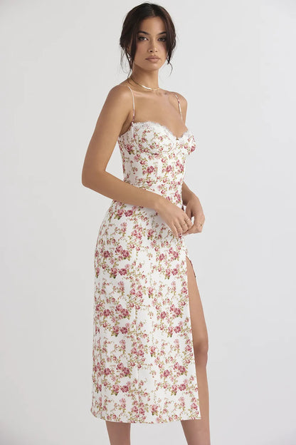 Charlotte Rose Print Corset Midi Sundress