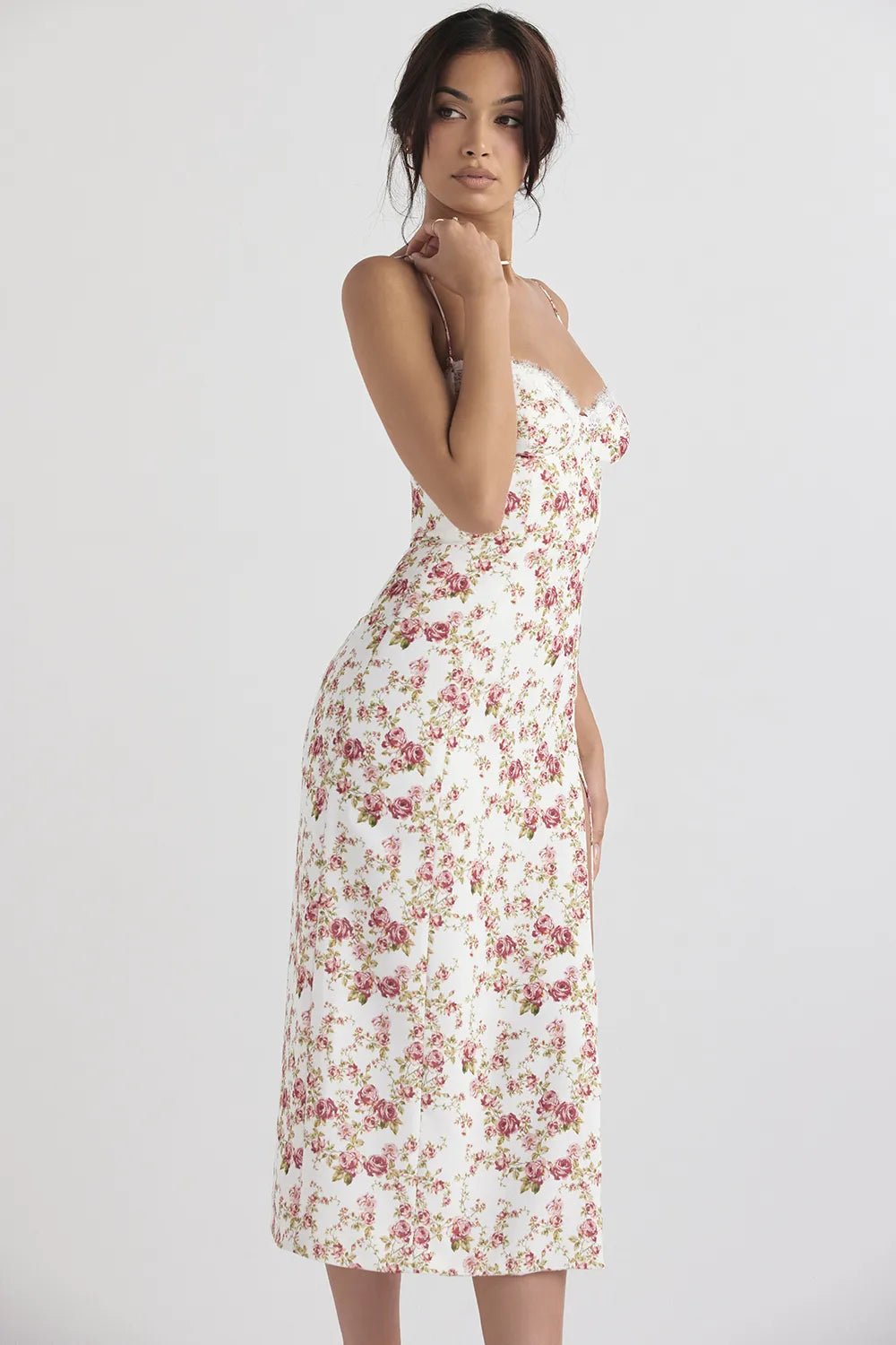 Charlotte Rose Print Corset Midi Sundress