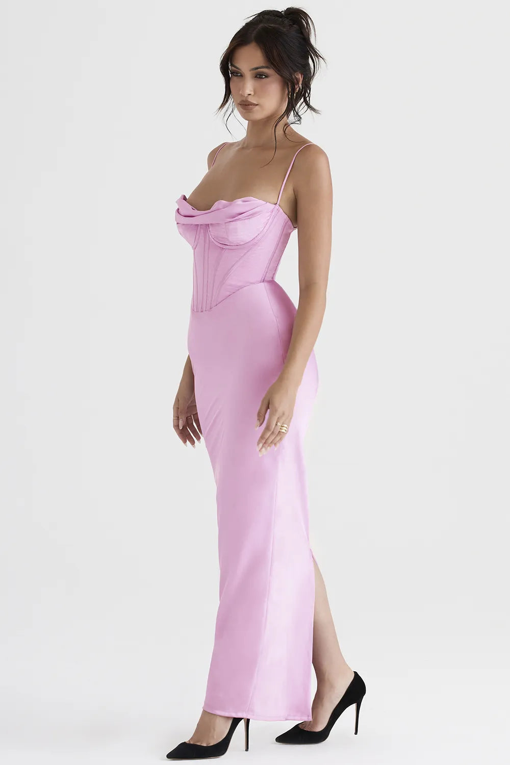 Charmaine Pink Corset Maxi Dress