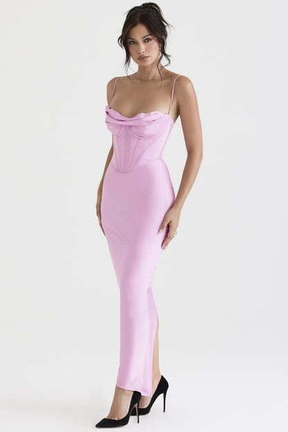 Charmaine Pink Corset Maxi Dress