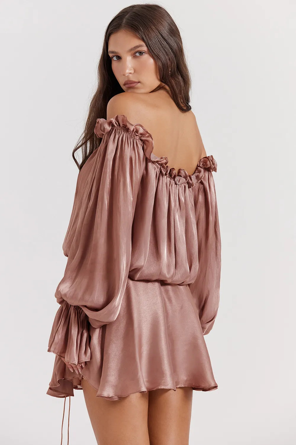 Chaya Hazelnut Off Shoulder Dress