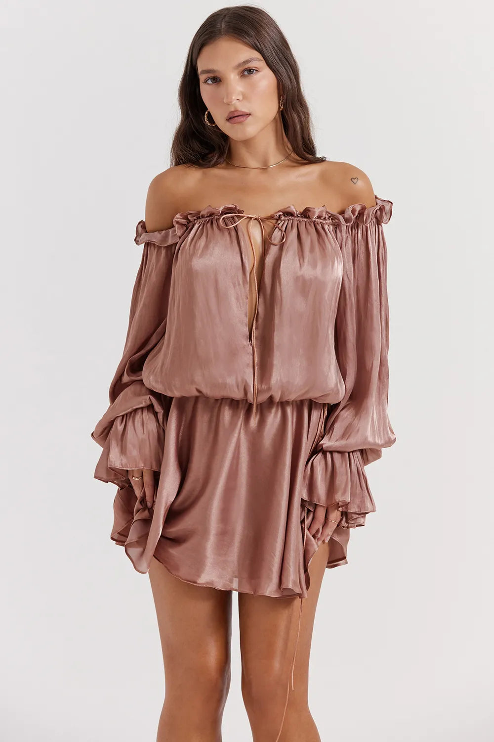 Chaya Hazelnut Off Shoulder Dress