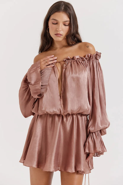 Chaya Hazelnut Off Shoulder Dress