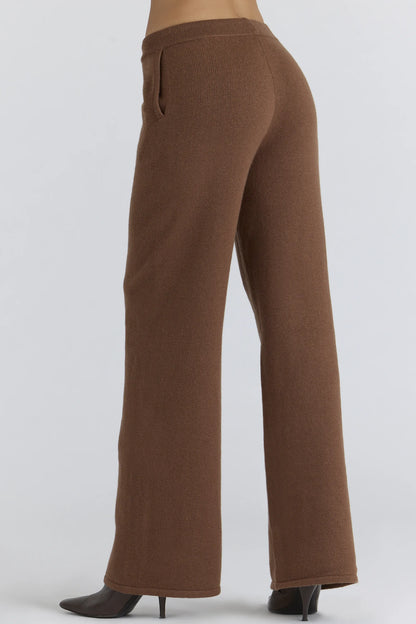 Chelsea Tan Cashmere + Wool Wide Leg Trousers